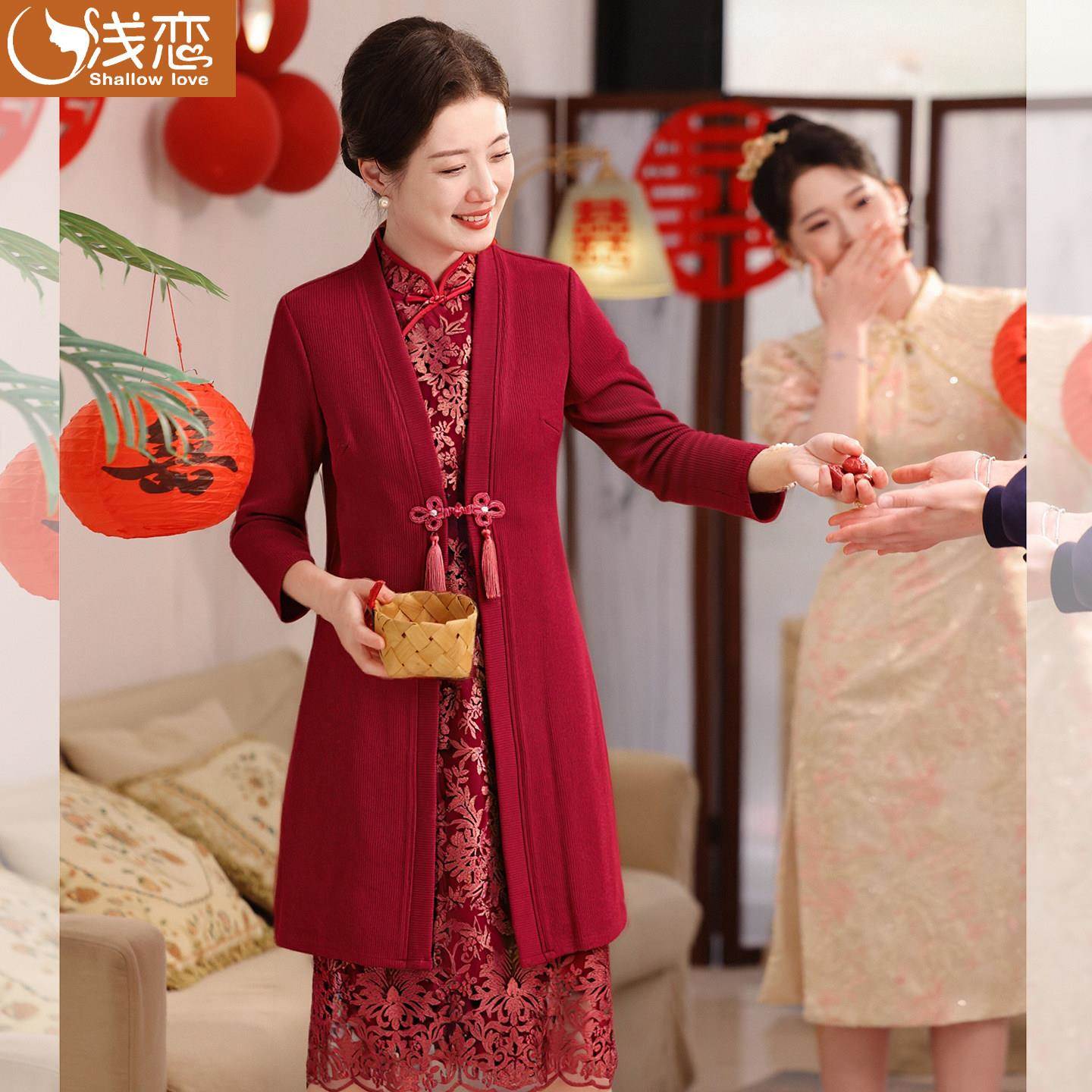 喜婆婆婚宴妈妈洋装2026新款十一婚庆中老年女装结婚礼服两件套