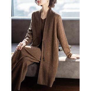 妈妈时尚 40岁中老年洋气长款 大码 2025春秋新款 外套女 三件套装 秋装