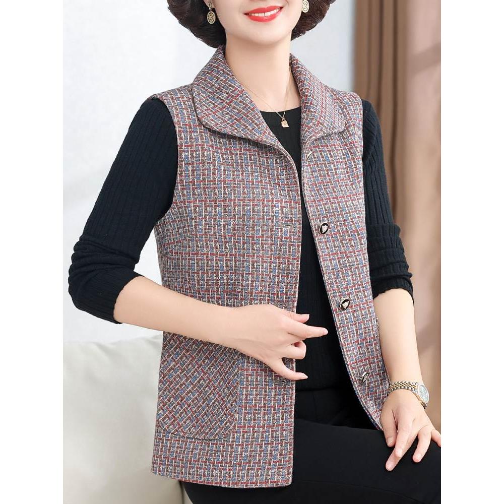 妈妈秋装2025新款马甲洋气外穿上衣中老年女春秋坎肩奶奶外套60岁