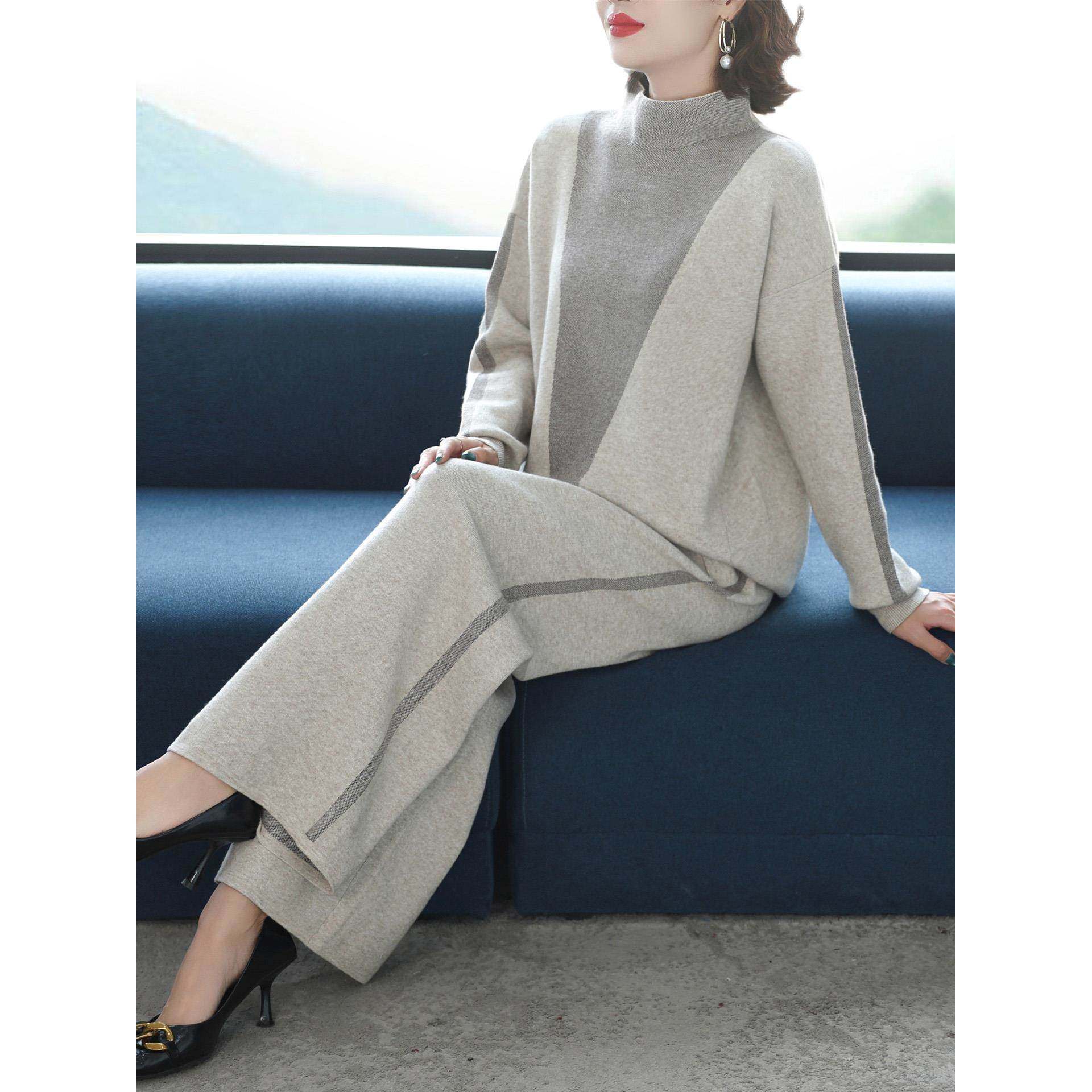 休闲时尚运动套装女秋冬季2025新款宽松中老年妈妈装阔腿裤两件套