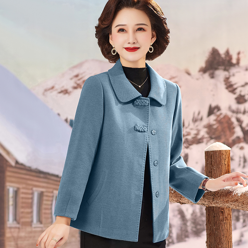 小个子妈妈秋装毛呢外套短款洋气2023新款中老年女春秋呢子上衣服
