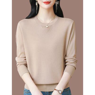 桑蚕丝针织打底衫女薄款长袖T恤春秋2025新款洋气圆领妈妈装上衣