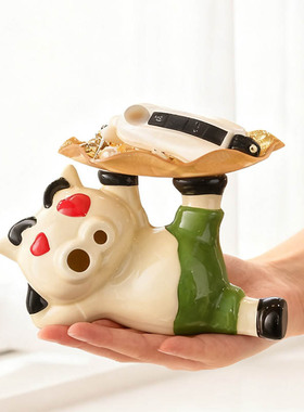 可爱猪托盘收纳置物摆件