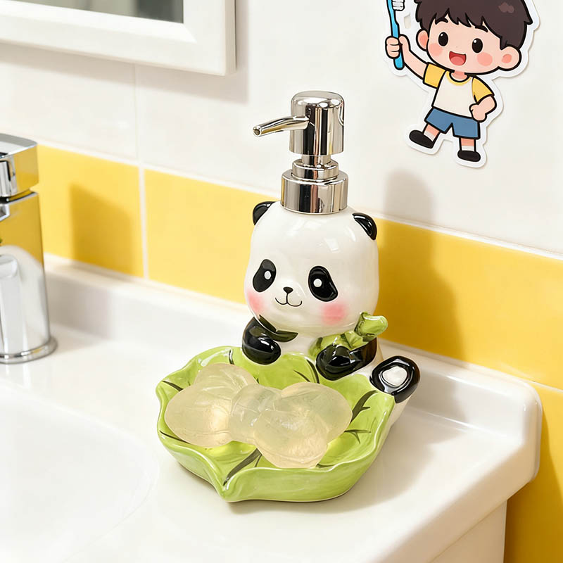熊猫陶瓷分装瓶沐浴露按压瓶