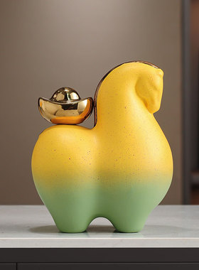 中式马上有钱摆件陶瓷摆设