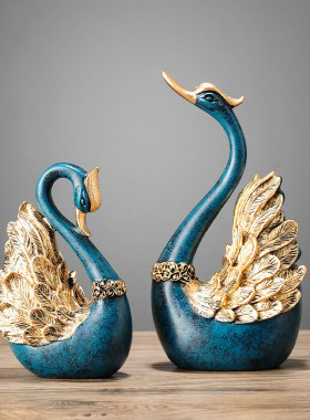 新婚礼物情侣天鹅摆件客厅树脂