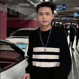 花百万同款三杠毛衣男潮流精神小伙社会针织衫痞帅网红情侣款线衣
