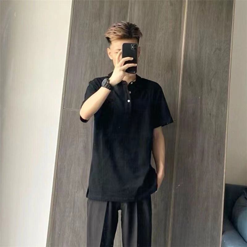 Polo衫男夏季新款潮牌精神小伙纯色翻领短袖t恤潮流修身痞帅上衣