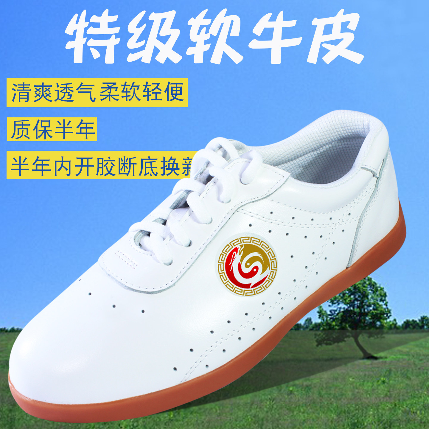 乔尚太极鞋女款男加厚牛筋底真皮夏季透气柔软太极拳八段锦练功鞋