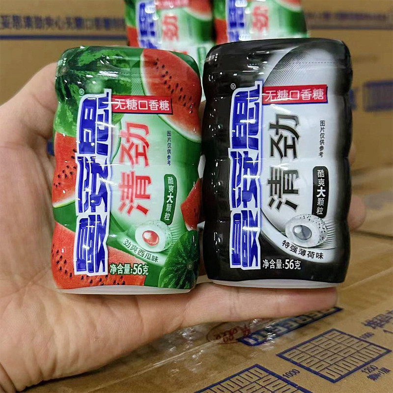 曼妥思无糖口香糖泡泡糖清劲特强薄荷味口香糖清新口气56g*36瓶