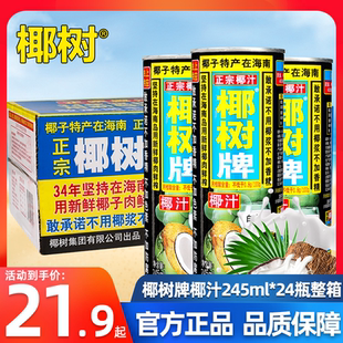 椰树牌椰汁245ml*24盒椰子汁植物蛋白椰奶纸盒包装年货饮料整箱