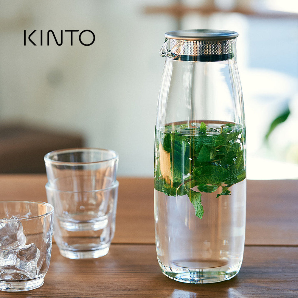 顺丰包邮-新品原装日本KINTO耐高温玻璃瓶冷水凉水壶不锈钢过滤器