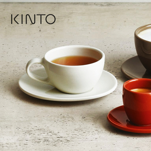 顺丰包邮原装日本KINTO TOPO陶瓷杯碟套装-200ml两件套水杯咖啡杯