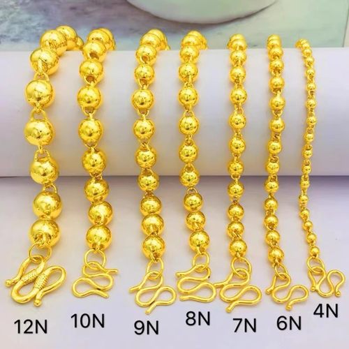 越南沙金999仿真金圆珠大金项链