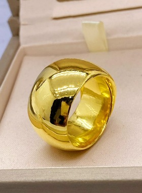 金店同款仿真金镀金戒指男女款情侣简约时尚个性百搭戒指情侣对戒