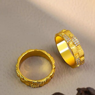 金店同款仿真金999镀金点钻编筐戒指时尚个性经典素圈闭口戒指