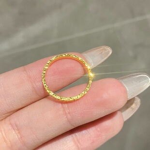 金店同款沙金仿真金碎碎冰戒指女款轻奢高级感指环送女友礼物爆闪