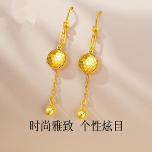 金店同款沙金仿真金流苏耳环女款轻奢高级感耳钉耳饰送女友礼物