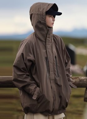 SNEL冲锋衣外套男防风防水秋冬季女潮牌户外工装美式连帽夹克