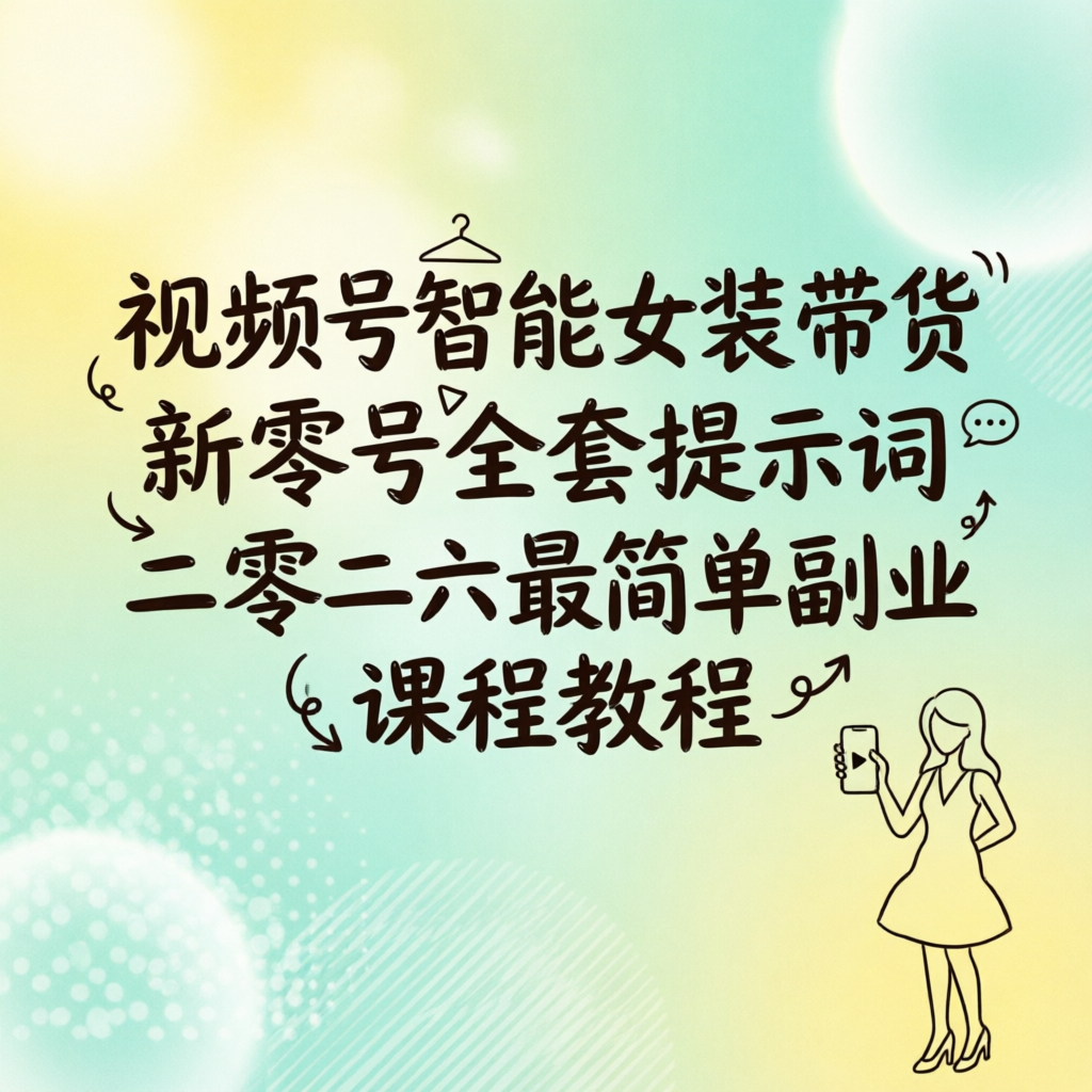 视频号智能女装带货新零号全套提示词二零二六最简单副业课程教程