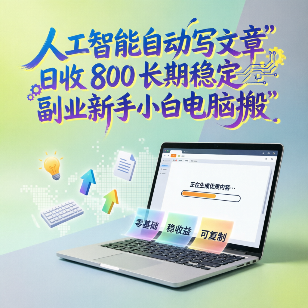 人工智能自动写文章日收 800 长期稳定副业新手小白电脑搬