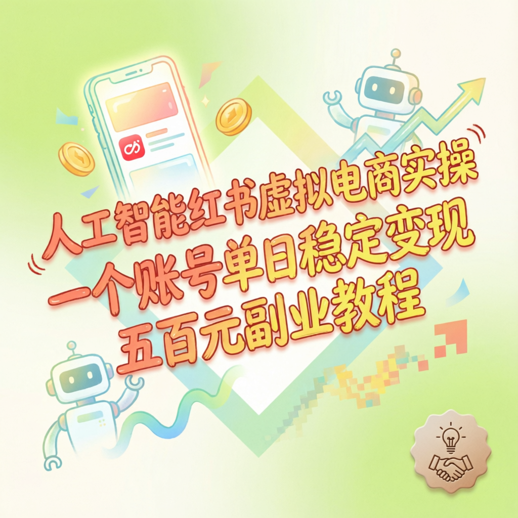 人工智能红书虚拟电商实操一个账号单日稳定变现五百元副业教程