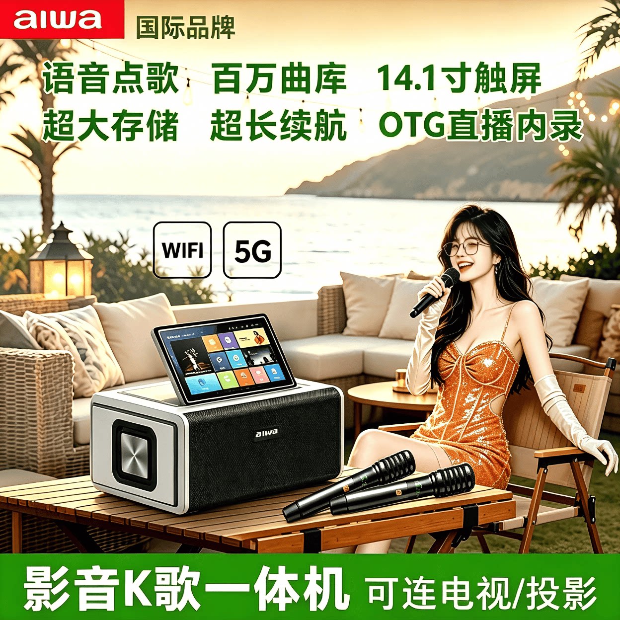 aiwa爱华AI680/670家庭KTV音响点歌机 电视K歌户外广场舞直播露营