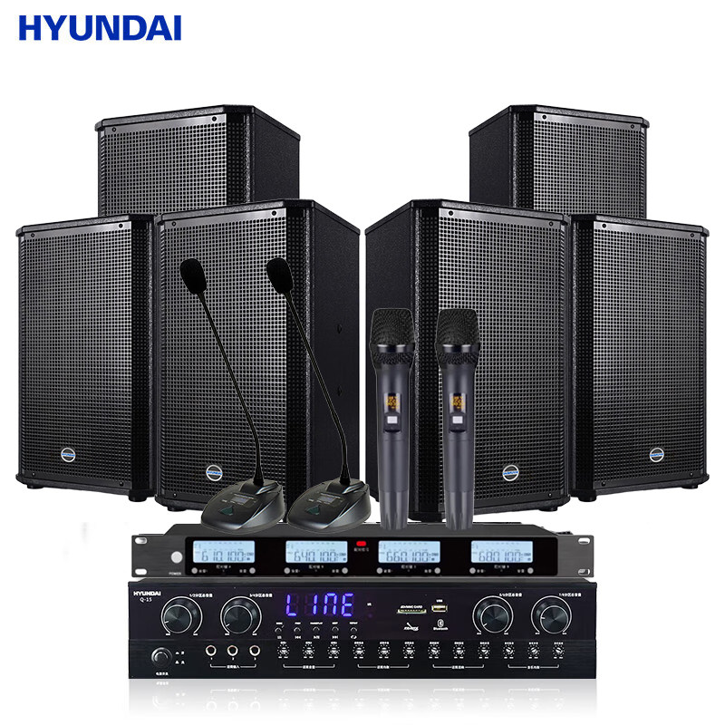 现代8英寸会议室音响Q15 家庭KTV教室商铺宴会厅蓝牙功放无线话筒