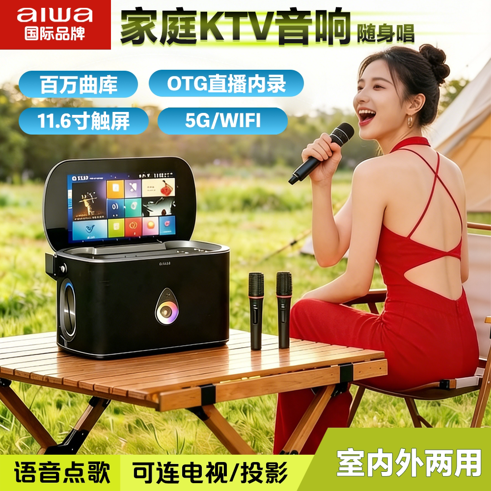 aiwa爱华AI260户外广场舞音响K歌点歌机直播露营 电视家庭KTV音响