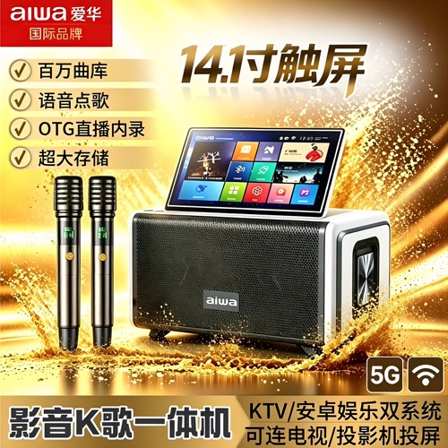 aiwa爱华AI680家庭KTV音响点歌机电视卡拉OK歌户外广场舞直播露营
