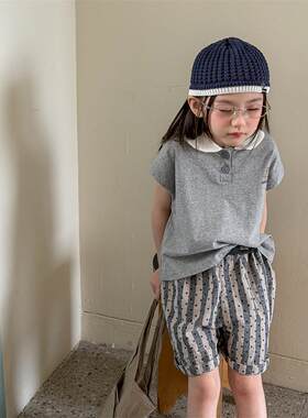 AIKO ACC韩系儿童夏季新款彼得潘领学院风简约半袖POLO衫潮