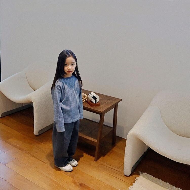 哦哦乐韩国童装Snler26春款男童女童条纹复古舒适长袖T恤