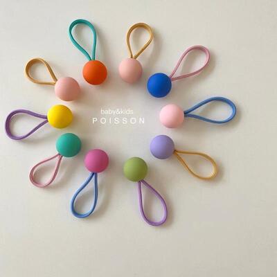 哦哦乐韩国童装现货 韩国Poisson儿童彩色圆球珠珠发圈可爱撞色皮