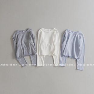 【Oahu】26春款女童简约舒适好搭木耳边短装T恤