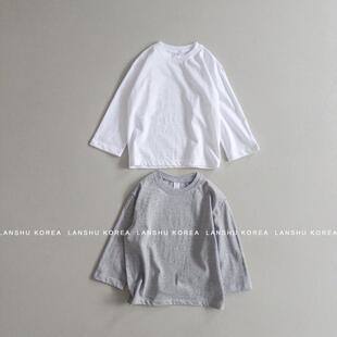 【Oahu】26春款中大童极简纯色舒适经典长袖T恤