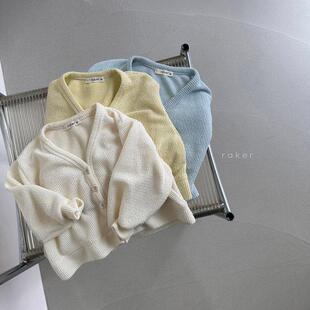 哦哦乐韩国童装婴幼童装春季简约洋气百搭休闲防风开衫舒适薄款针