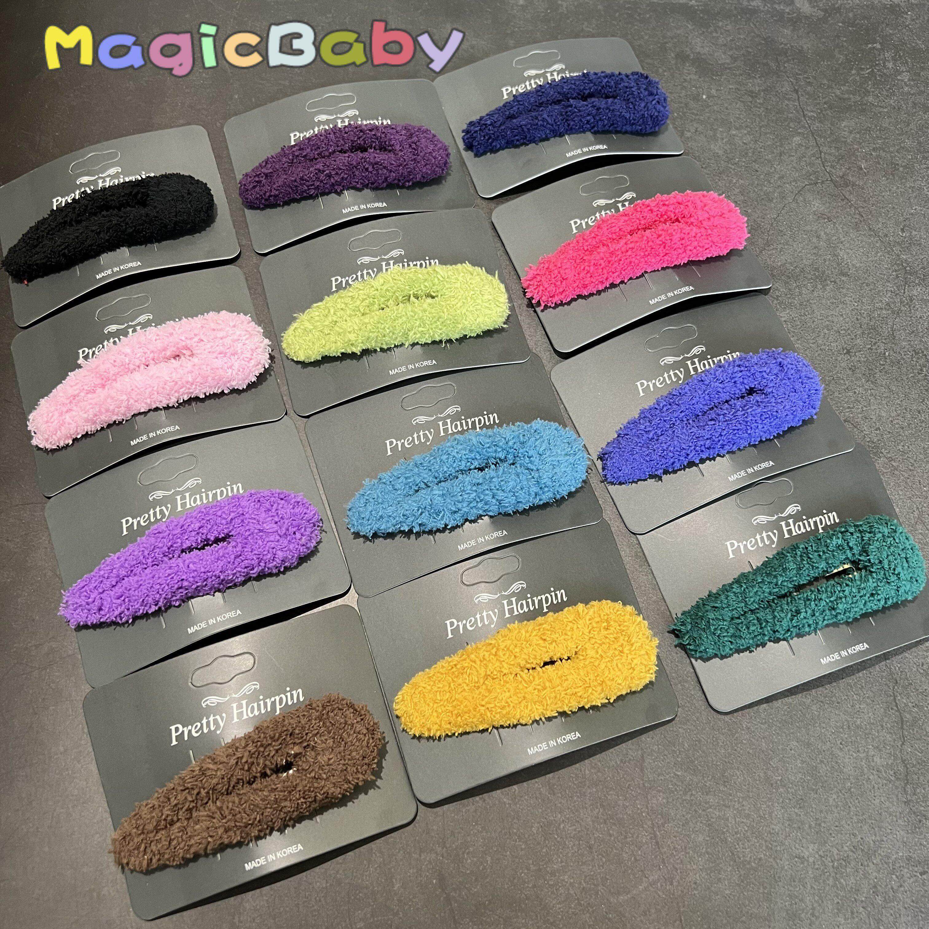 哦哦乐韩国童装韩国进口发饰秋冬简单毛绒绒BB发卡边夹儿童学生头