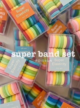 哦哦乐17mart韩国发饰彩色百搭小发圈彩虹儿童皮筋马尾扎头绳盘发