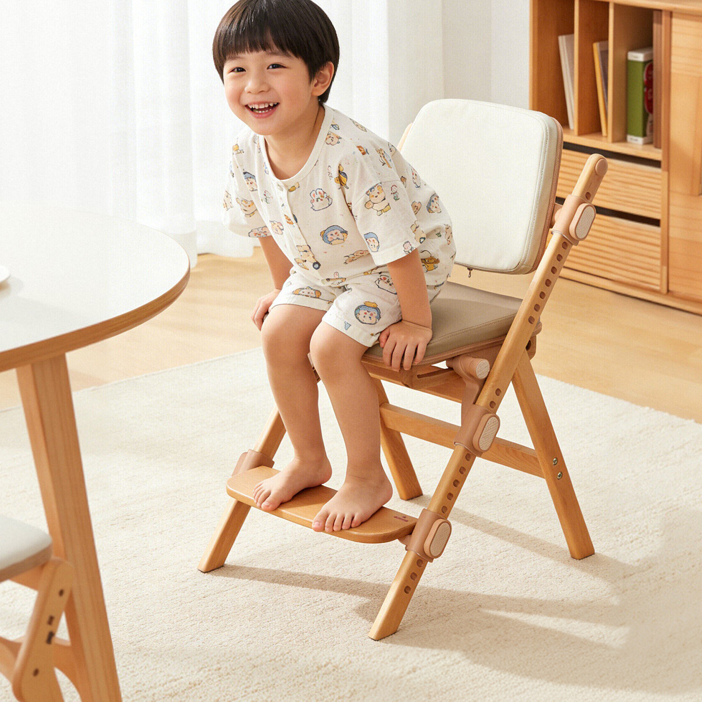 八九间F6实木儿童餐椅可升降宝宝餐桌椅吃饭多功能成长椅学习椅子