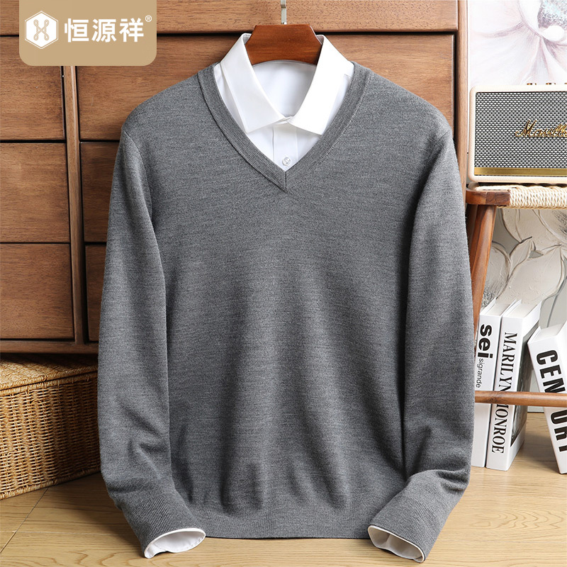 恒源祥羊毛衫冬季加厚100纯羊