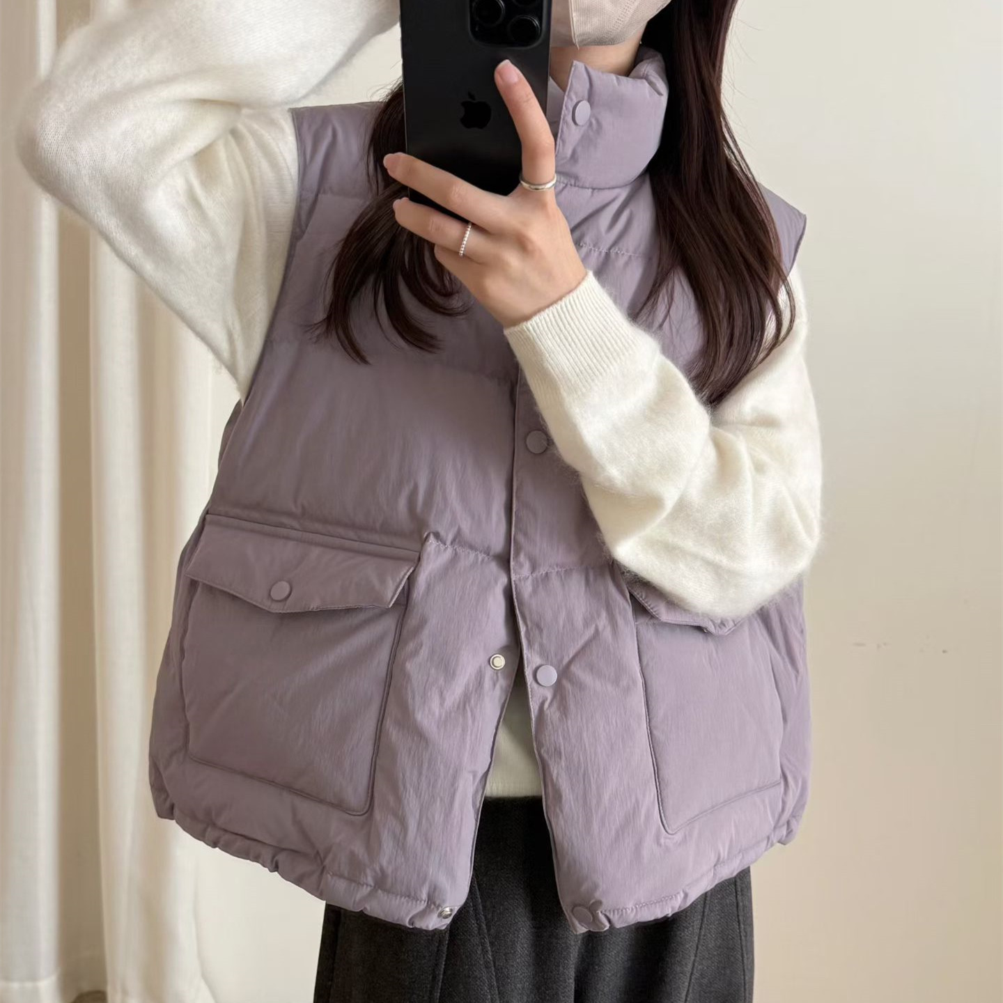 韩系简约百搭立领羽绒马甲女小个子2025秋冬新款宽松休闲短外套