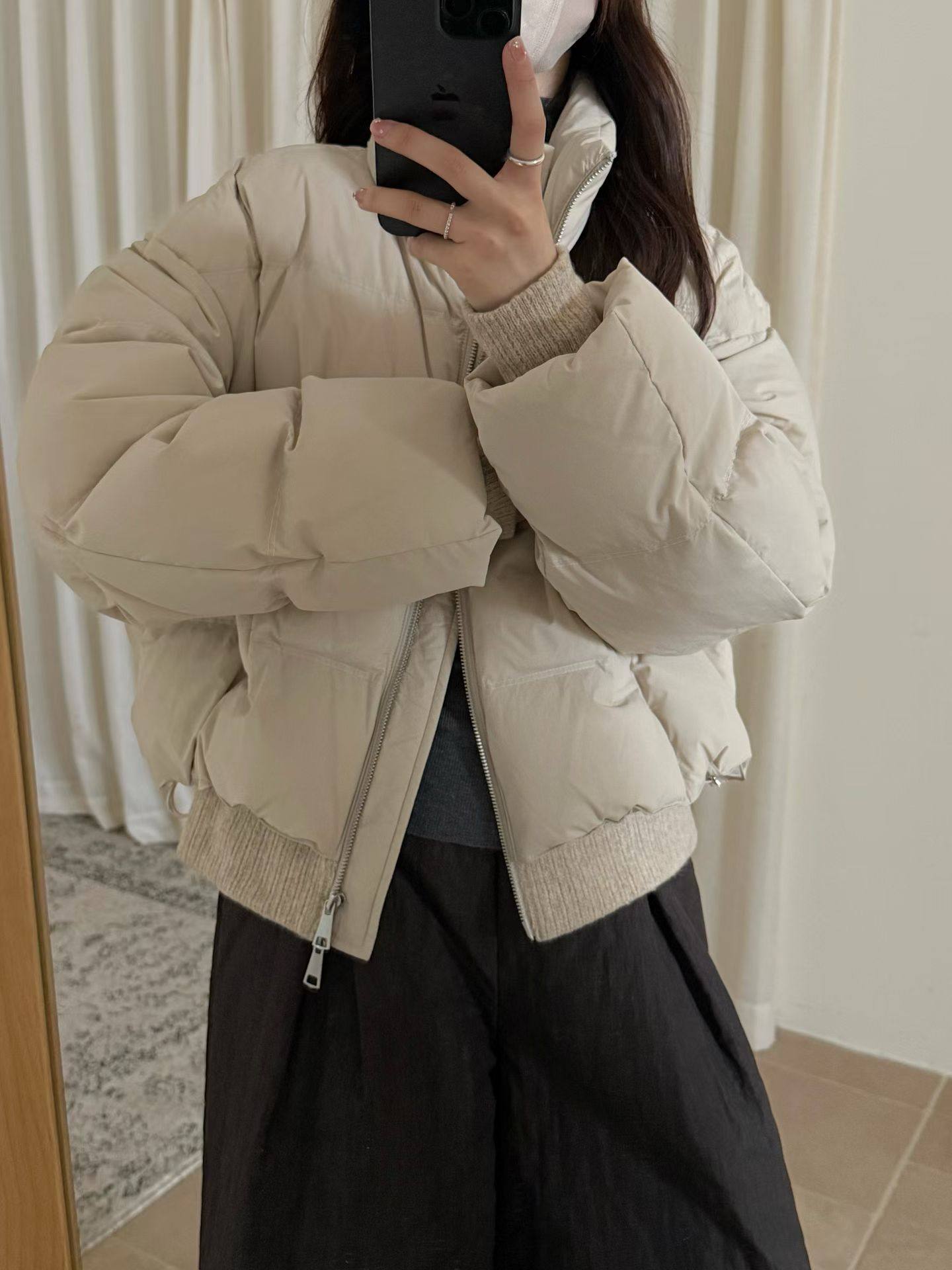 韩系简约立领羽绒服女小个子2025冬季新款宽松百搭休闲保暖短外套