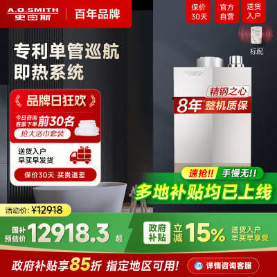 门店同款史密斯零冷水燃气热水器