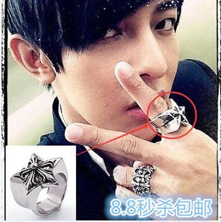 朋克潮男戒指 男士个性戒指霸气独特防身戒子终极一班3汪大东指环