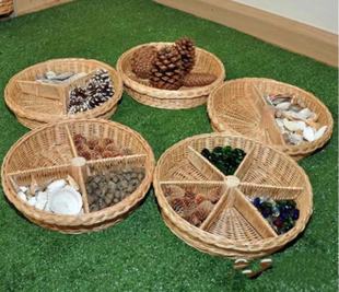 瑞吉欧蒙氏华德福感官盆分类篮自然物开放性材料收纳早教游戏教具