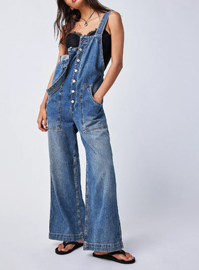 2026 Suspenders Adjustable Straps Wide Leg Overalls Jumpsuit