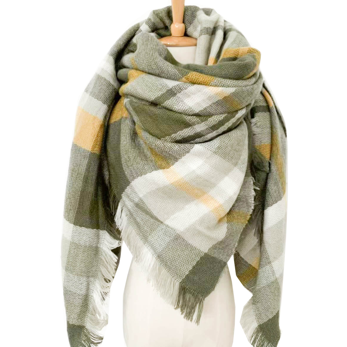 2025 Women Fashion Scarf Thick Warm Shawl Plaid Large Square