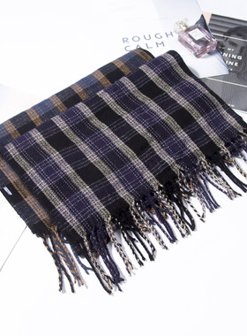 Scarf Women Men's Fashion INS Neck Tassel Plaid Small Scarf
