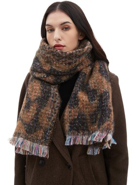 New Scarf Men And Women Jacquard Beard Flower Leopard Print