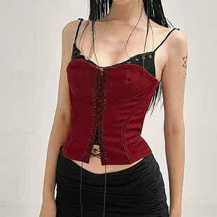 Two Vest Color Waist Contrast Strap piece Fake Woven